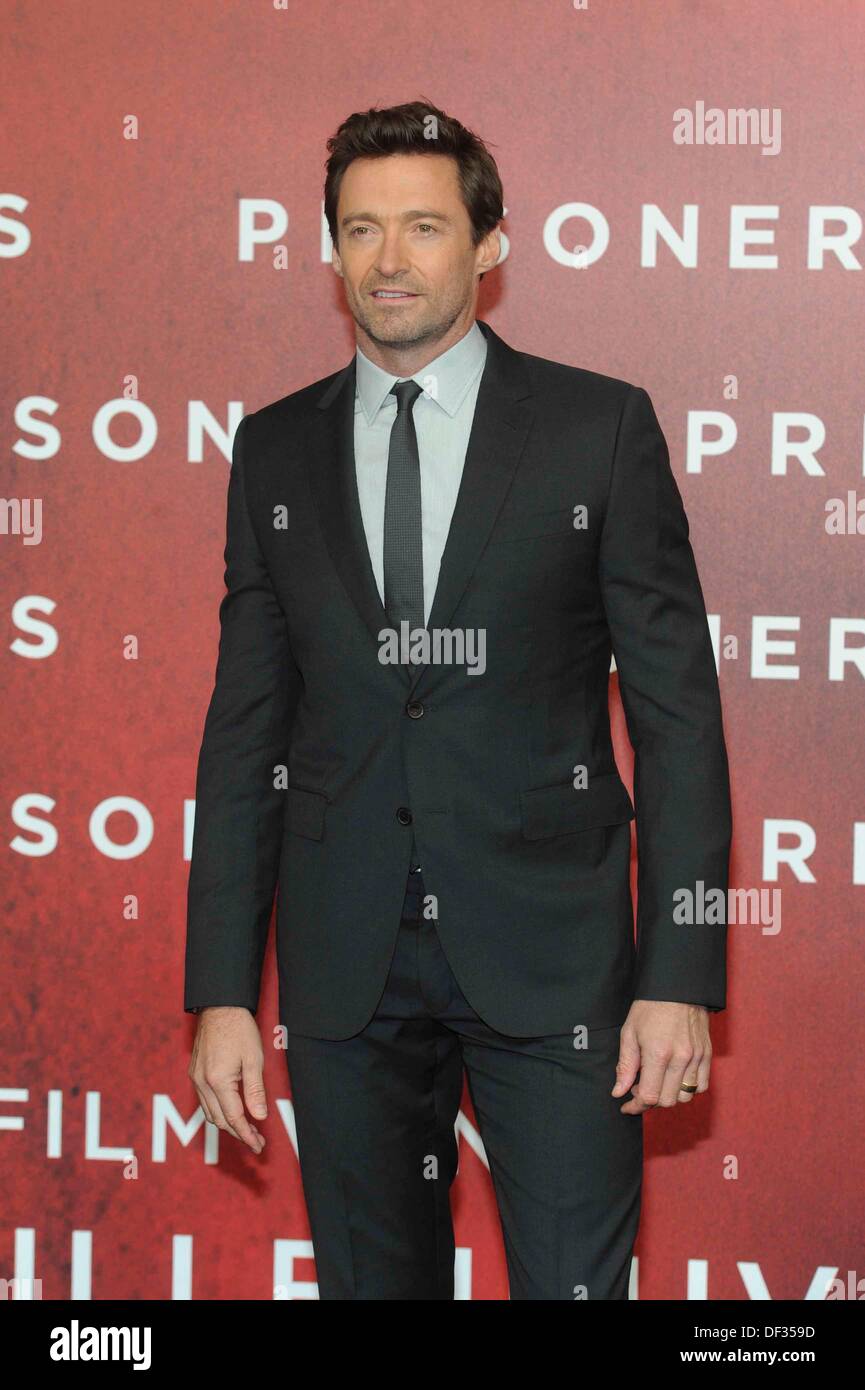 Berlin, Allemagne. 26 août, 2013. L'acteur australien Hugh Jackman s'occupe à la première de son nouveau film 'prisonniers' au Cinestar Theatre au Sony Center de Berlin. Le 26 septembre 2013. Dpa : Crédit photo alliance/Alamy Live News Banque D'Images