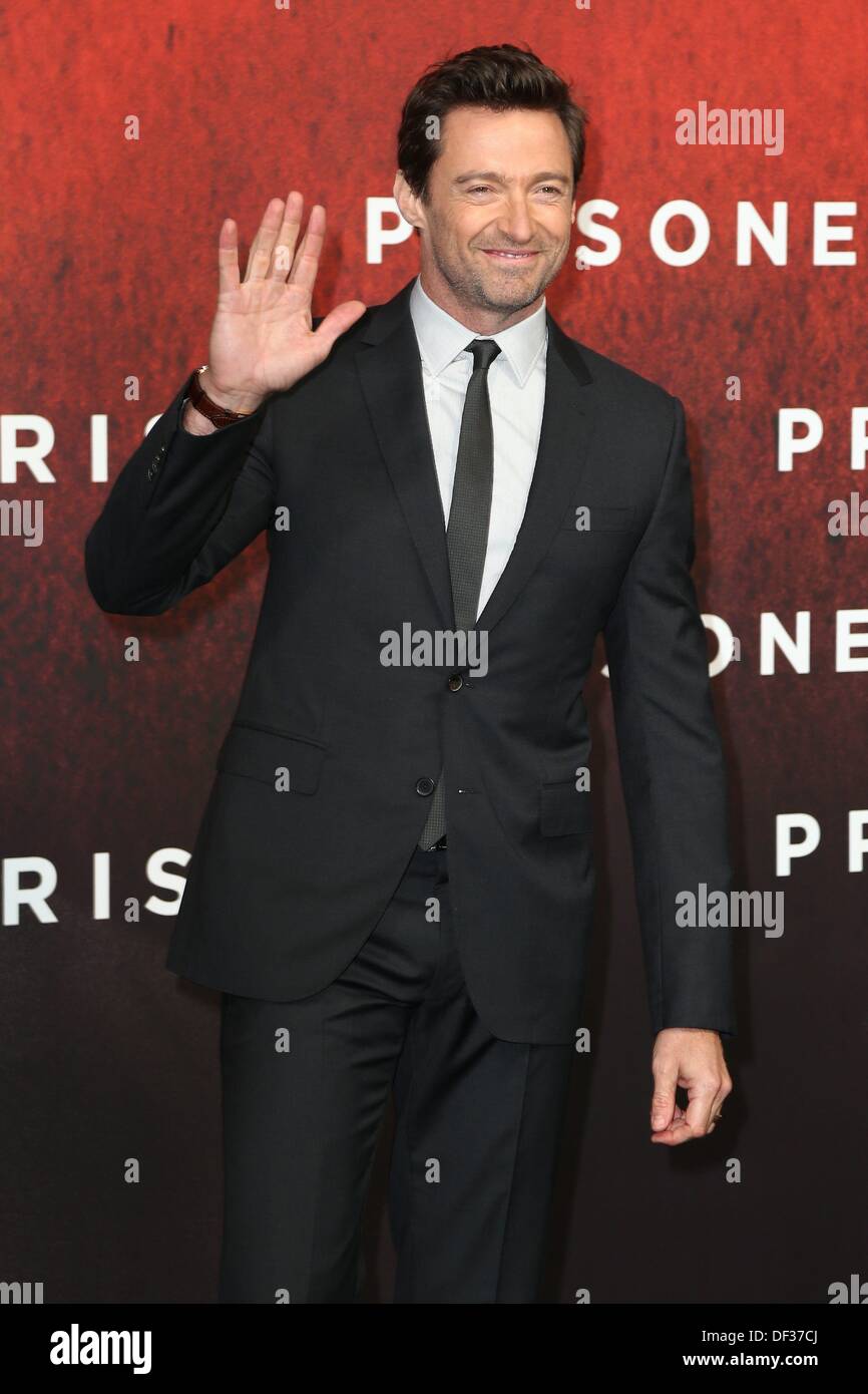 Berlin, Allemagne. 26 août, 2013. L'acteur australien Hugh Jackman s'occupe à la première de son nouveau film 'prisonniers' au Cinestar Theatre au Sony Center de Berlin. Le 26 septembre 2013. Dpa : Crédit photo alliance/Alamy Live News Banque D'Images