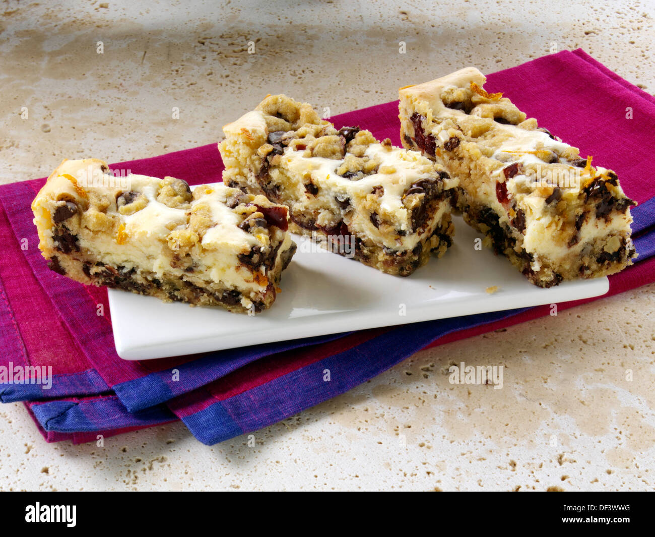 Cranberry bar chocolat Fromage traybake Banque D'Images