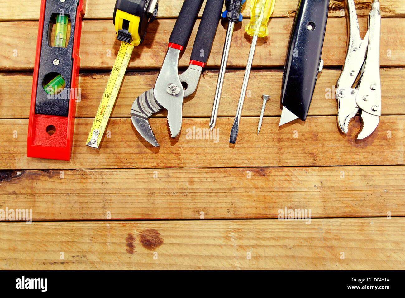 Outils de travail sur bois assortis Banque D'Images