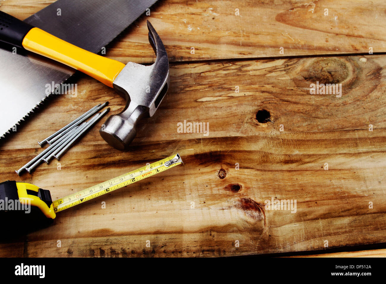 Outils de travail sur bois assortis Banque D'Images