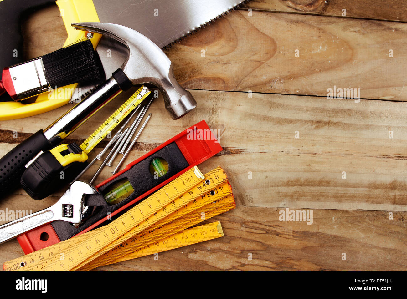 Outils de travail sur bois assortis Banque D'Images