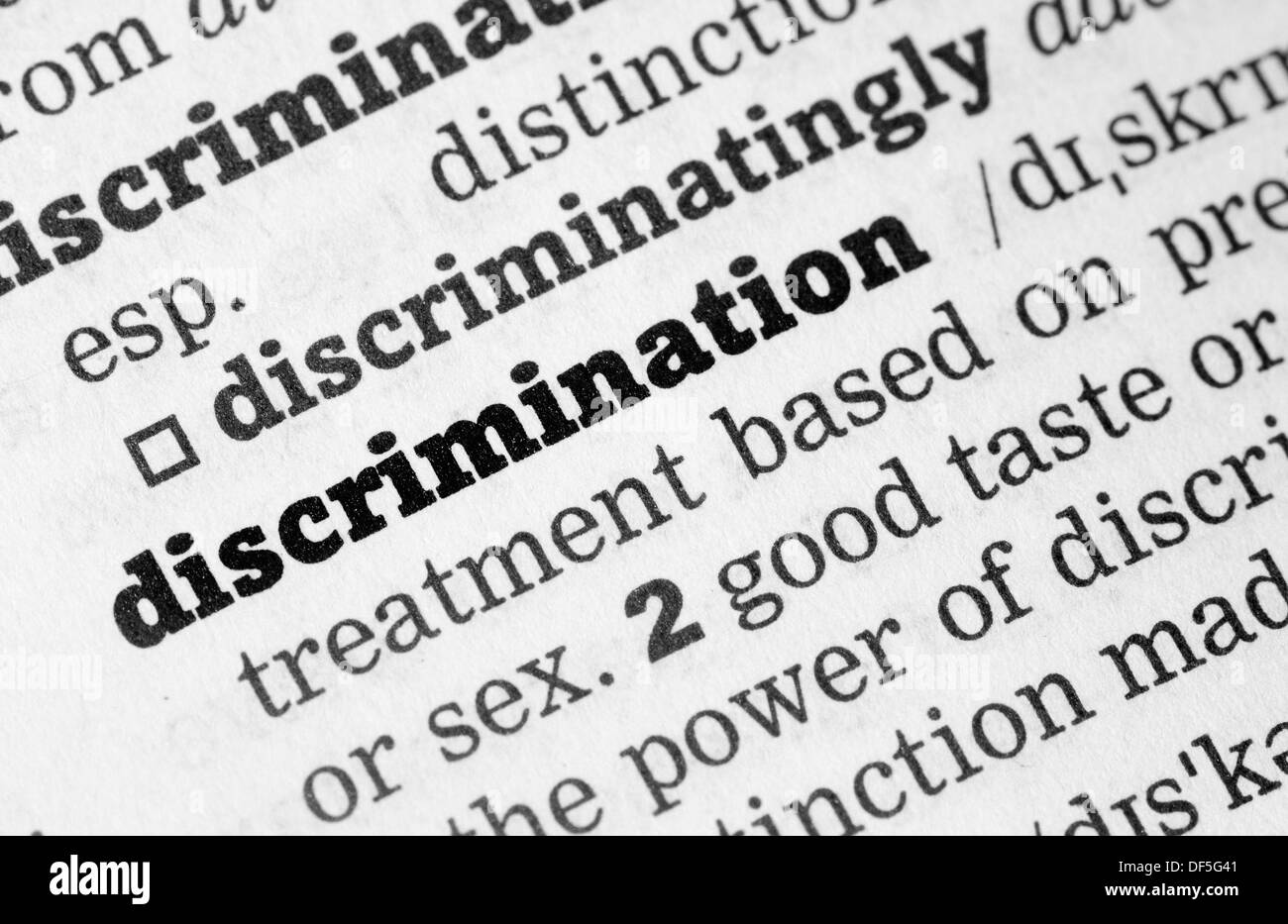Dictionnaire Définition Discrimination seul mot avec soft focus ...