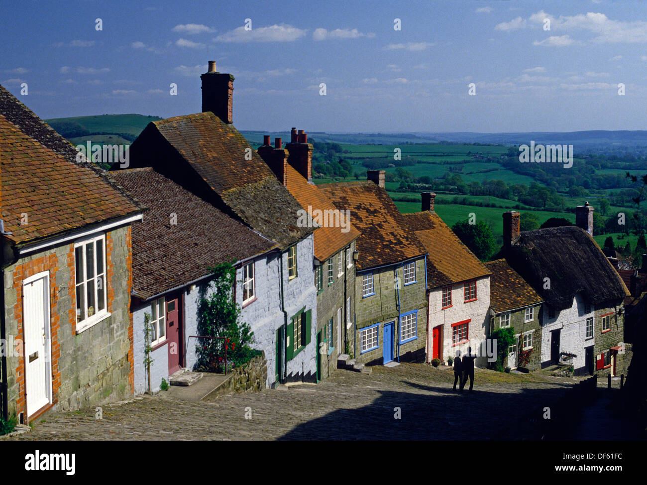 L'Angleterre, dans le Dorset, Shaftesbury, Gold Hill Banque D'Images
