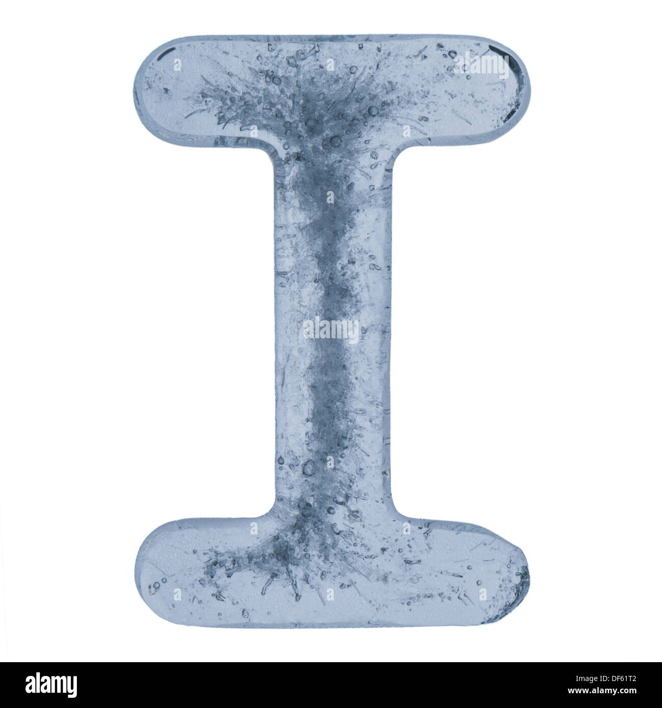 Lettre que j'ai d'un alphabet fait de glace. Banque D'Images
