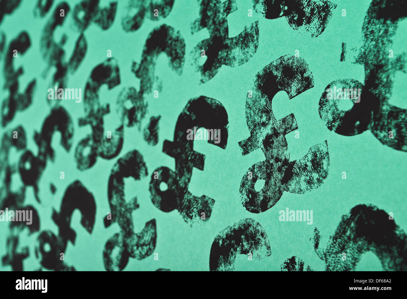 UK sterling pound le symbole imprimé sur papier vert Banque D'Images