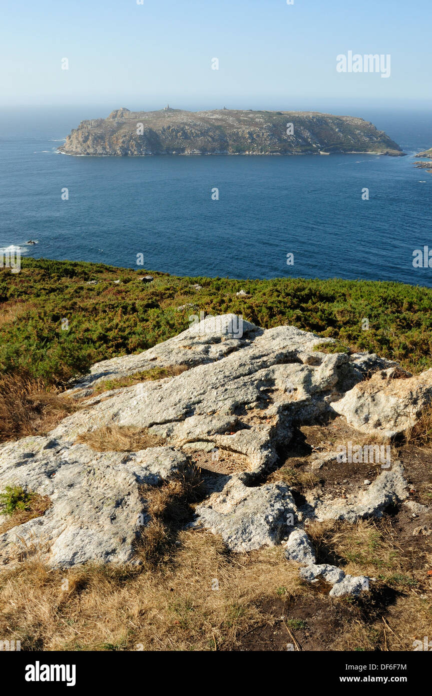 Sisargas îles, un paradis d'oiseaux marins et de en face de Cap San Adrian. Malpica de Bergantiños, Galice, Espagne Banque D'Images