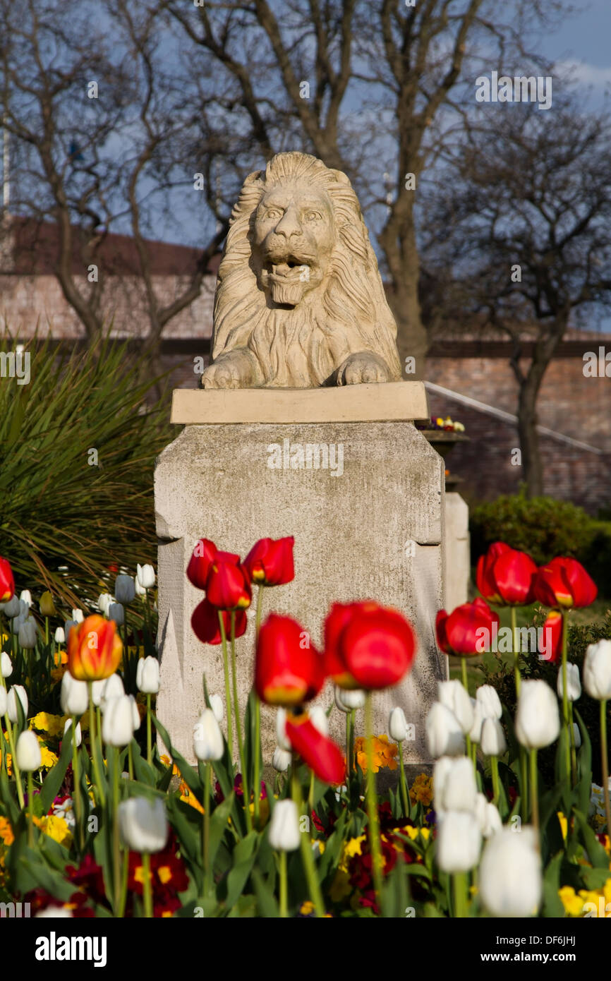 Statue de lion en Mowbray Park à Sunderland, Angleterre du Nord-Est Banque D'Images