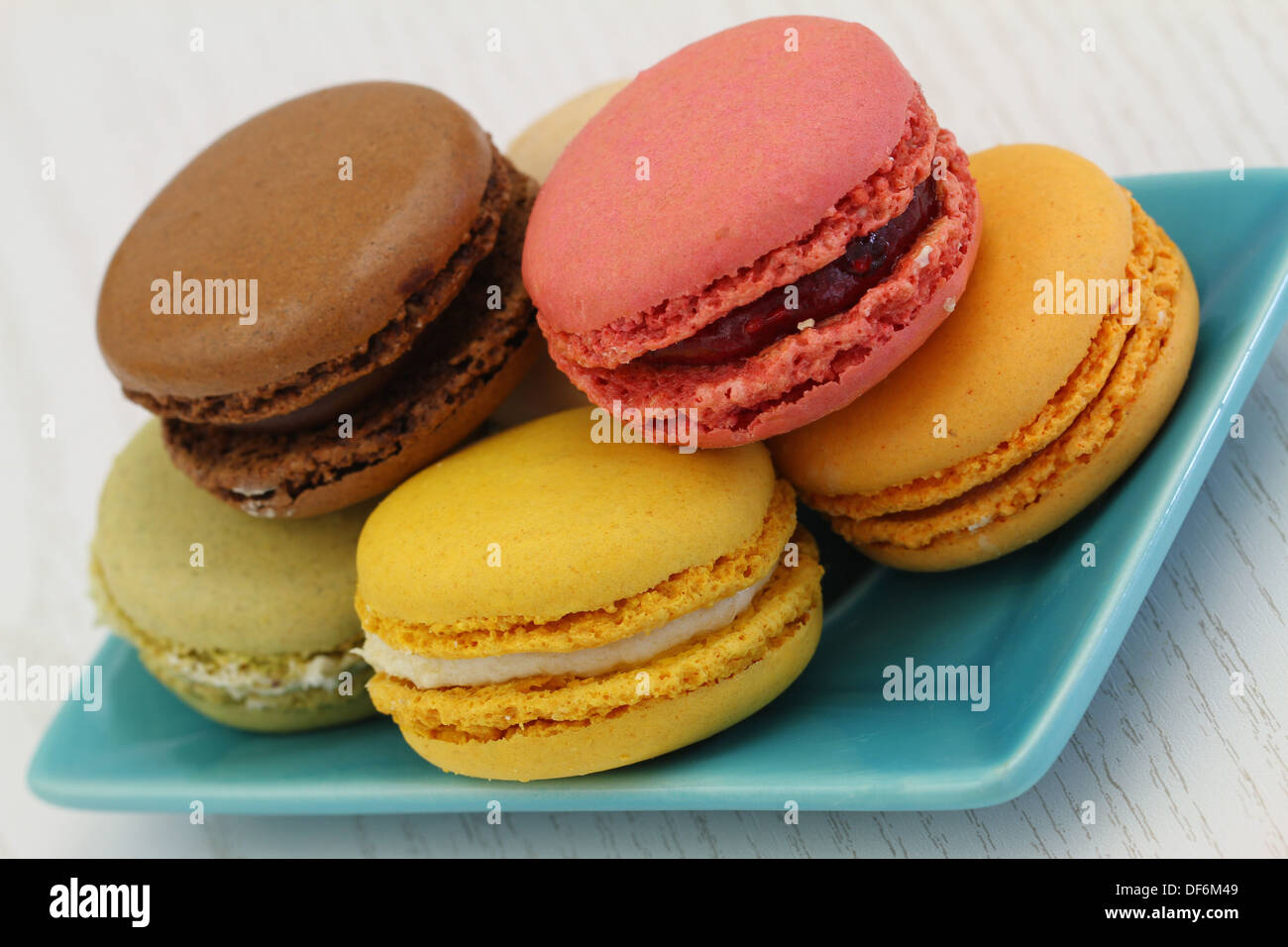 Macarons colorés, Close up Banque D'Images