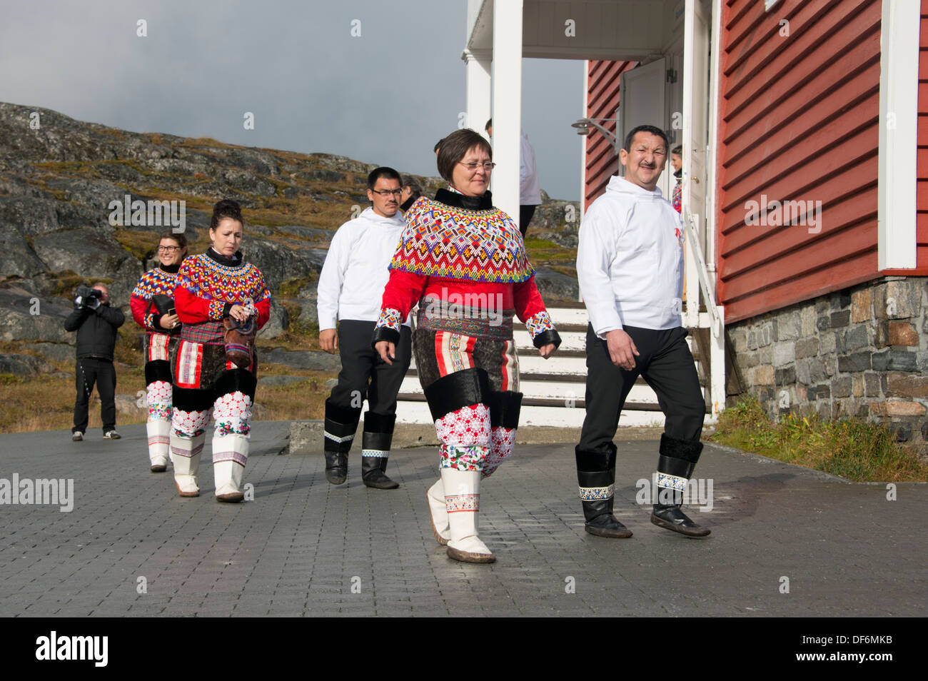 Le Groenland, capitale de Nuuk (Godthab - Danois). Le parlement groenlandais le jour d'ouverture de la nouvelle session. Banque D'Images