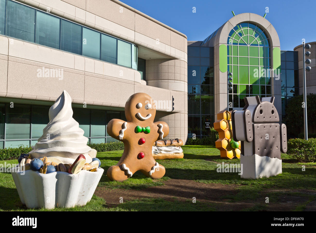 Android de Google dans les pelouses du siège de Google Googleplex à Mountain View, Santa Clara, Californie, États-Unis Banque D'Images