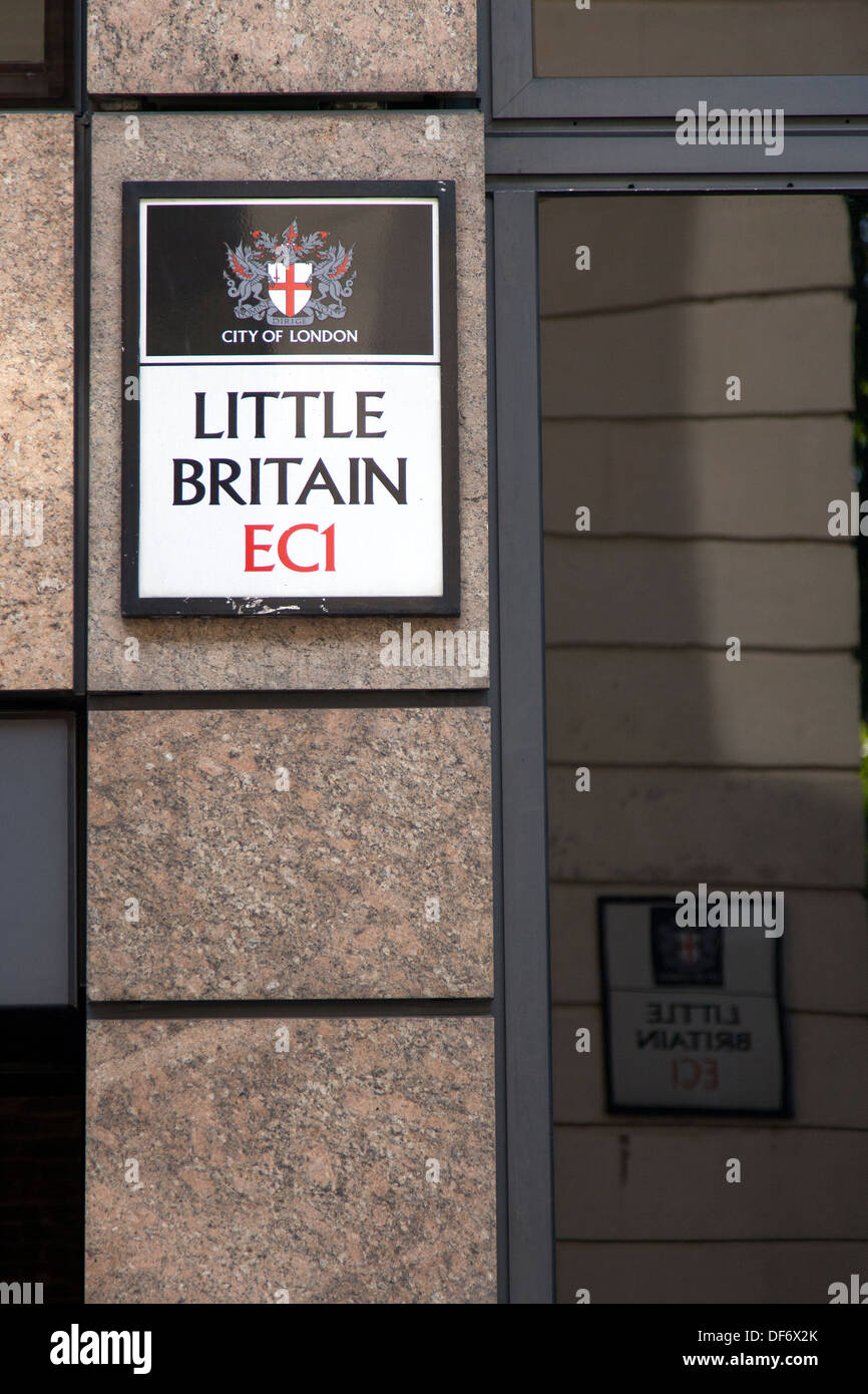 Little Britain road sign, City of London, England, UK. Banque D'Images