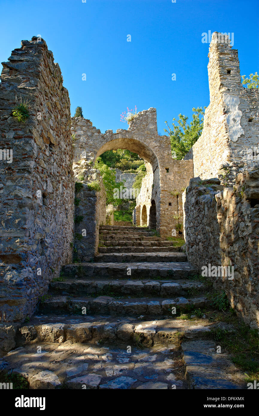 Les ruines de la ville byzantine de Mythras, près de Sparte, Grèce Banque D'Images