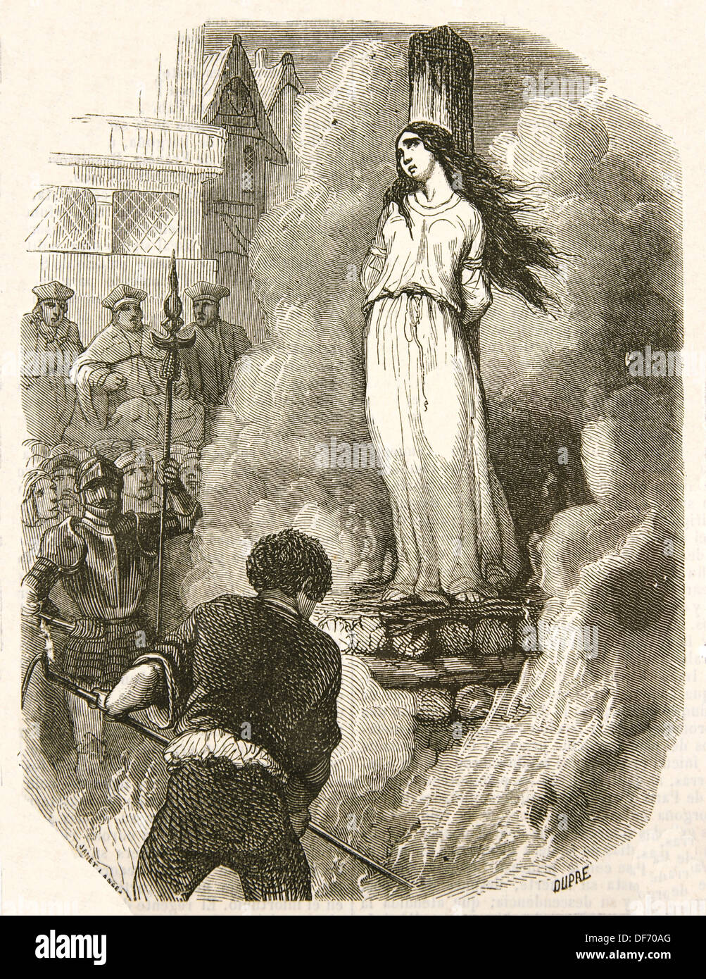 Jeanne d'Arc (1412-1431), surnommée "la pucelle d'Orléans. L'exécution. La gravure. Banque D'Images