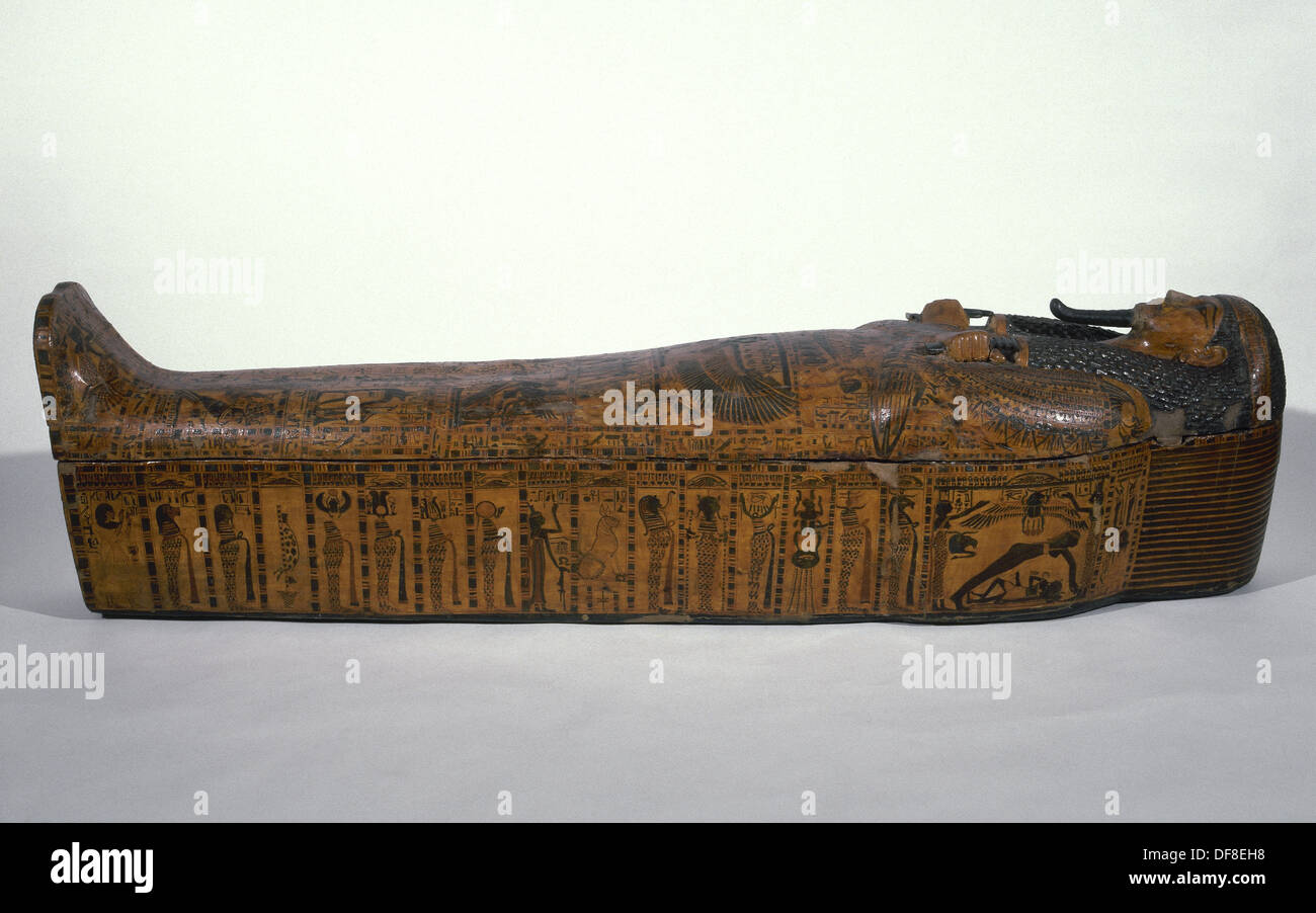 Sarcophage du scribe. Butehamon 990-970 BC. XXI dynastie. Troisième période intermédiaire. Thèbes. Musée égyptien. Turin. L'Italie. Banque D'Images