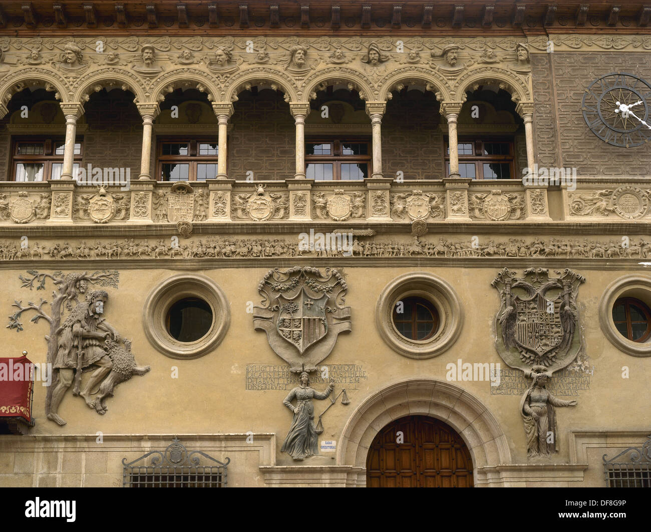 L'Espagne. L'Aragon. Tarazona de ville. Façade. Style Renaissance. 16e siècle. Banque D'Images