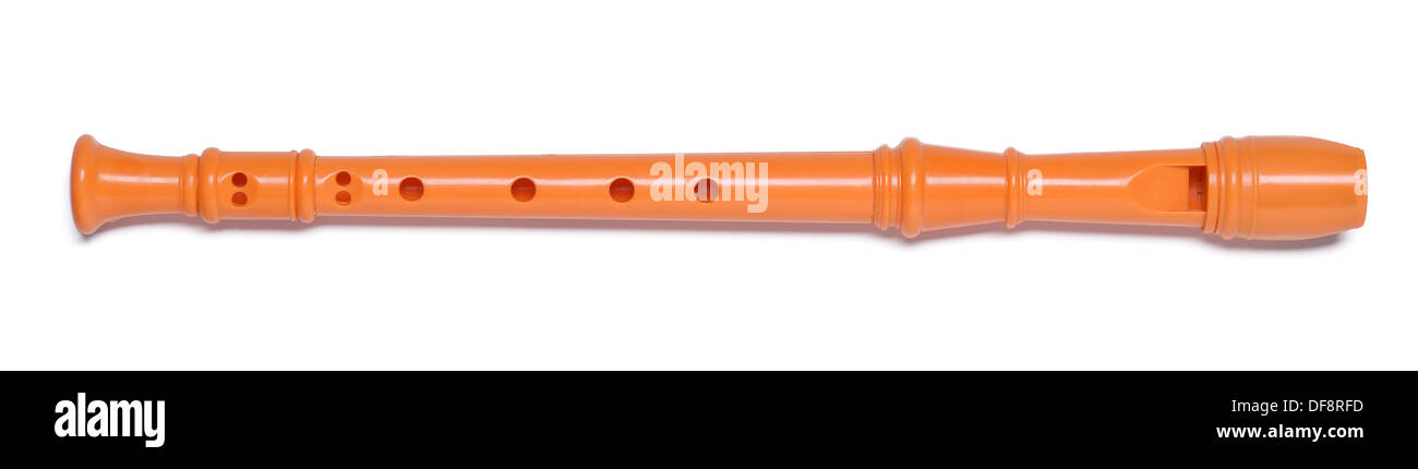 Childs en plastique orange d'instruments de musique de l'enregistreur Banque D'Images