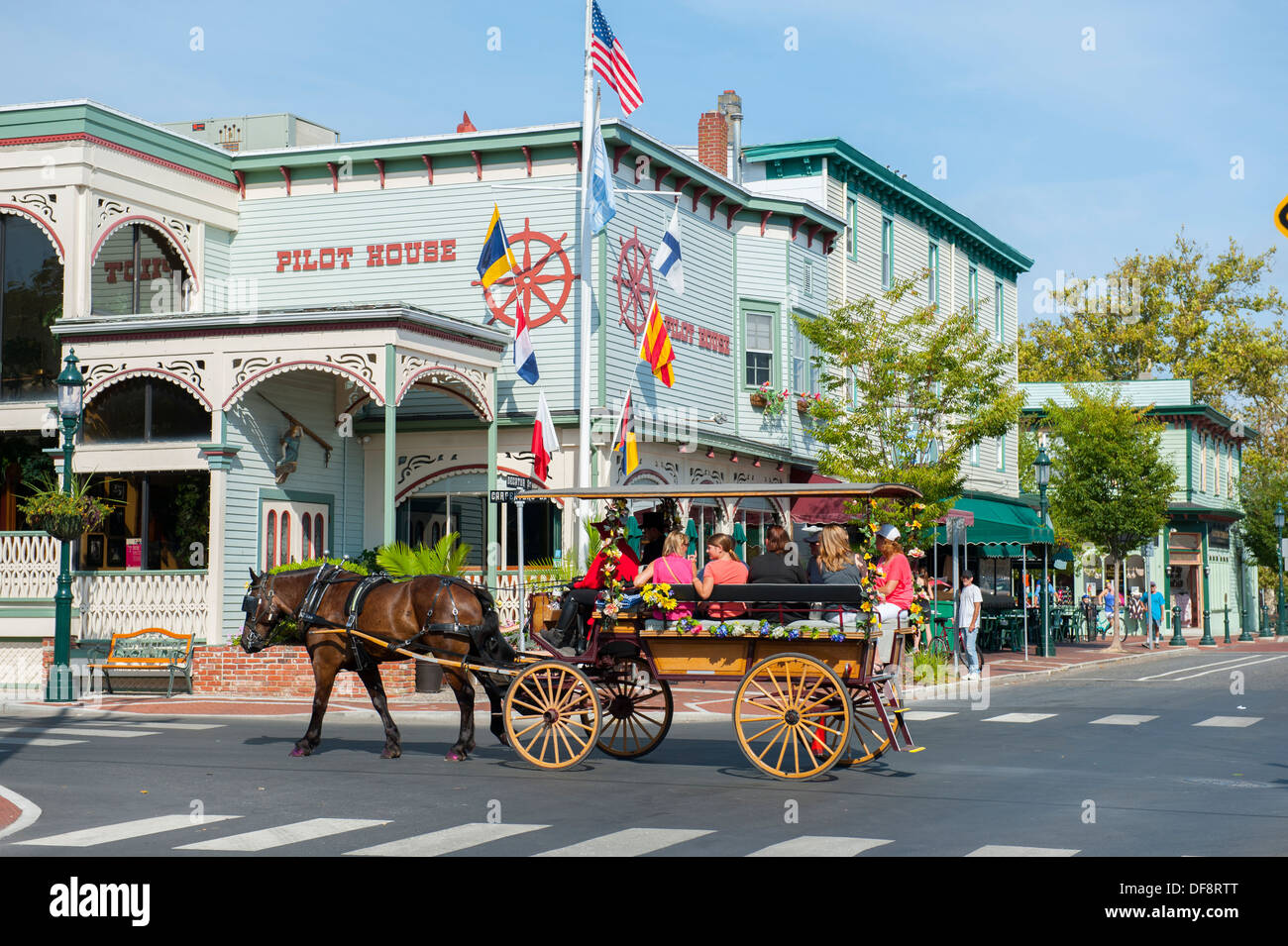 USA, New Jersey NJ N.J. Cape May en carriole à travers la ville balnéaire historique Banque D'Images