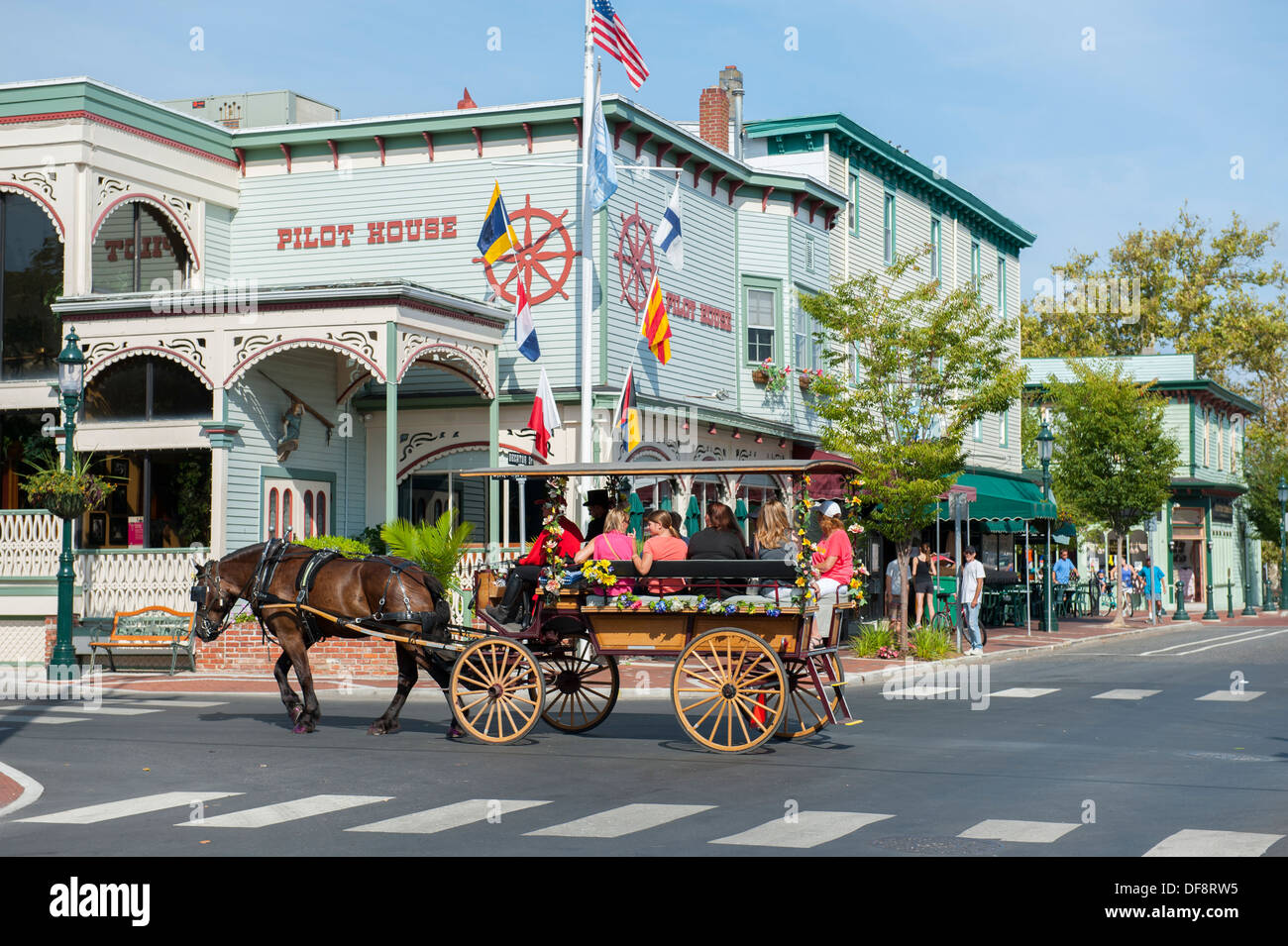 USA, New Jersey NJ N.J. Cape May en carriole à travers la ville balnéaire historique Banque D'Images