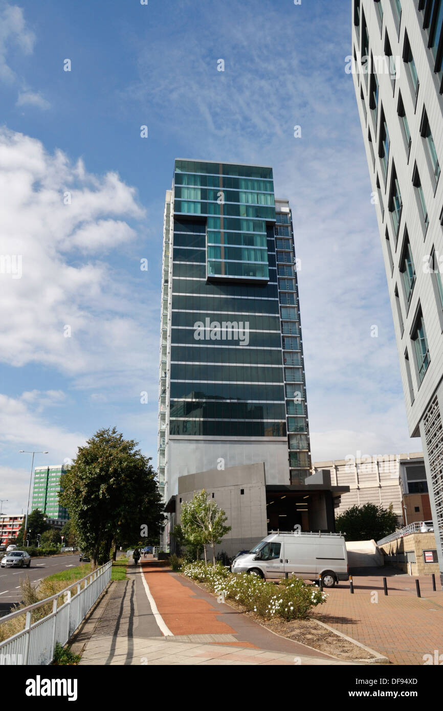 Velocity Tower Apartment Block dans le centre-ville de Sheffield, Angleterre Royaume-Uni, immeuble résidentiel de la tour Banque D'Images