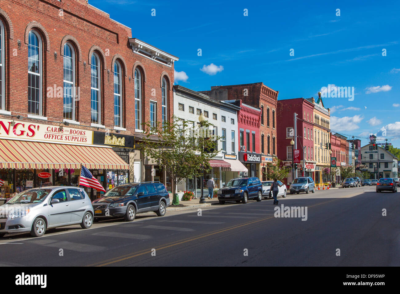 Rue principale de la ville de Penn Yan dans la région des lacs Finger de l'État de New York Banque D'Images