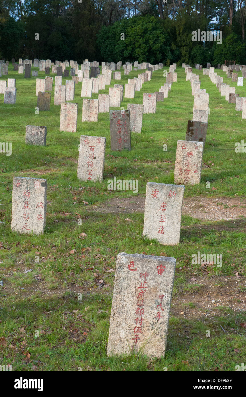 Tombes des mineurs chinois au cimetière de Beechworth NE Victoria, Australie Banque D'Images