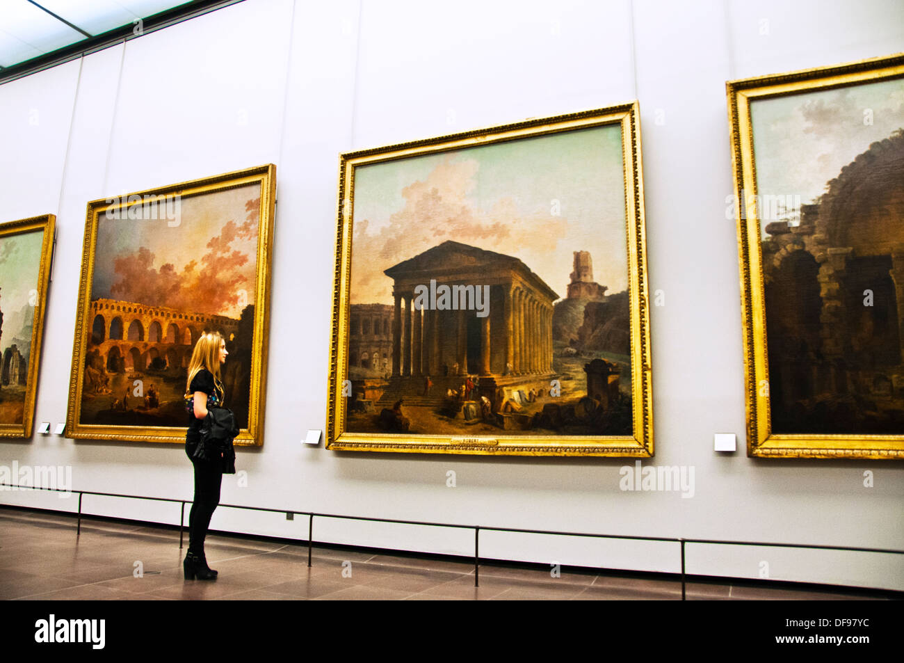 L'intérieur du musée du Louvre peintures Banque D'Images