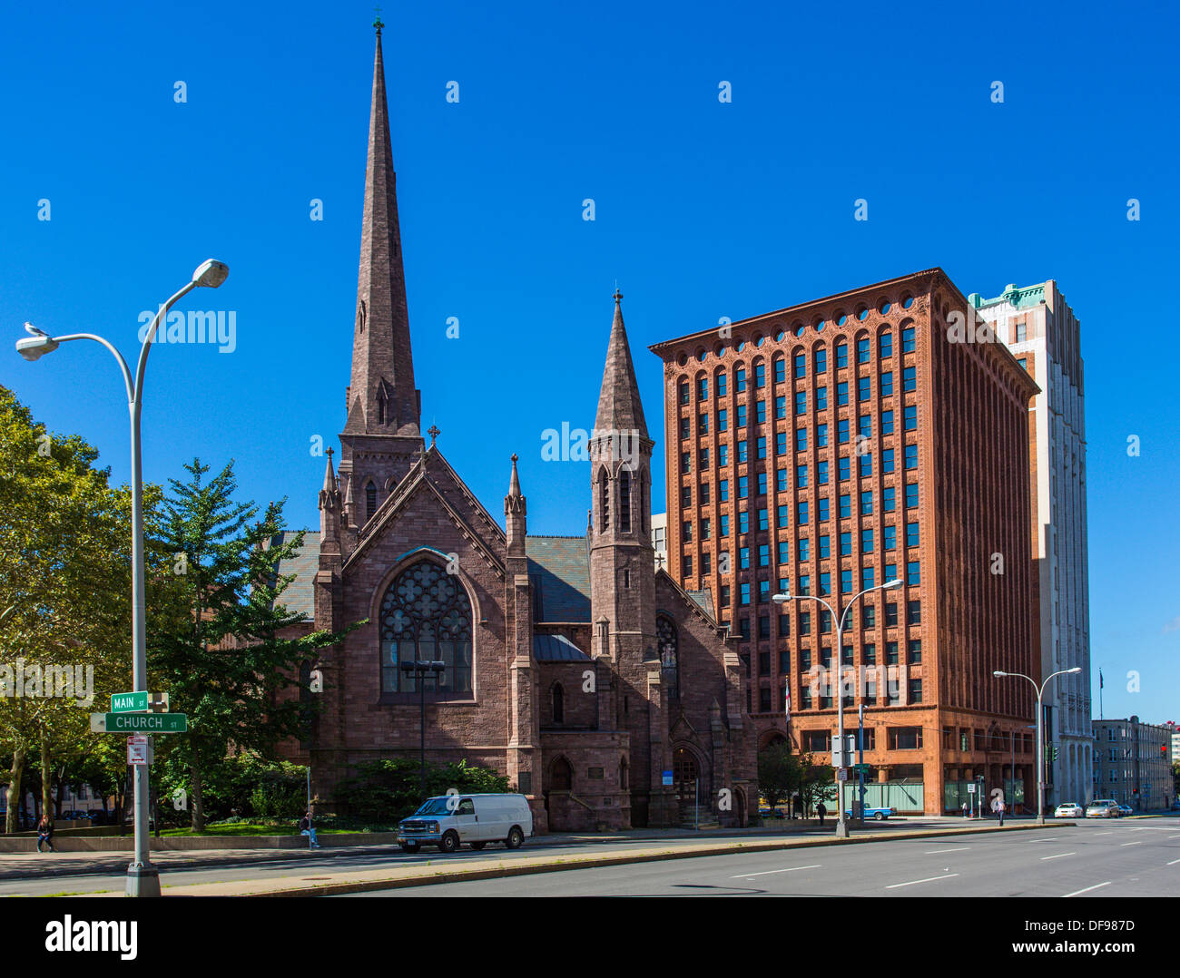 Le contrôle prudentiel Guaranty Building et St Paul's Cathédrale épiscopale au centre-ville de Buffalo New York Banque D'Images