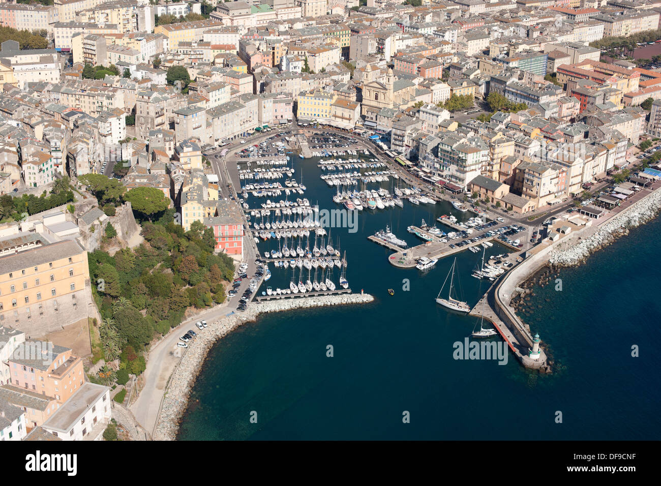 VUE AÉRIENNE.Vieille marina.Bastia, Corse, France. Banque D'Images