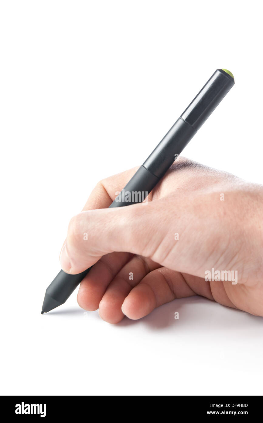 En utilisant une tablette graphique avec la main Banque D'Images