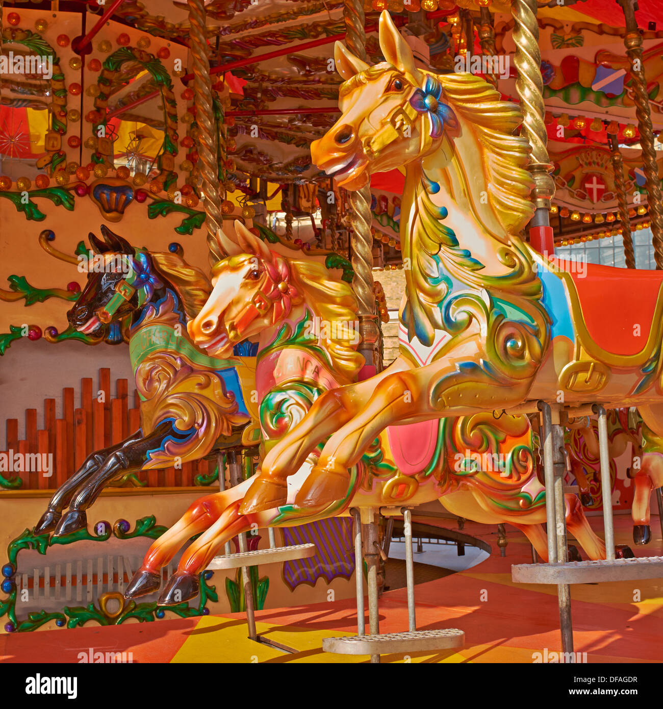 Carrousel victorien Fairground Ride. Banque D'Images