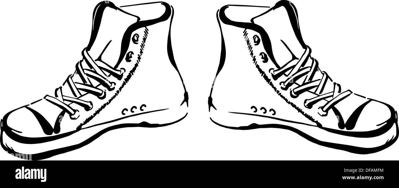 Hand drawn sneakers Banque D'Images