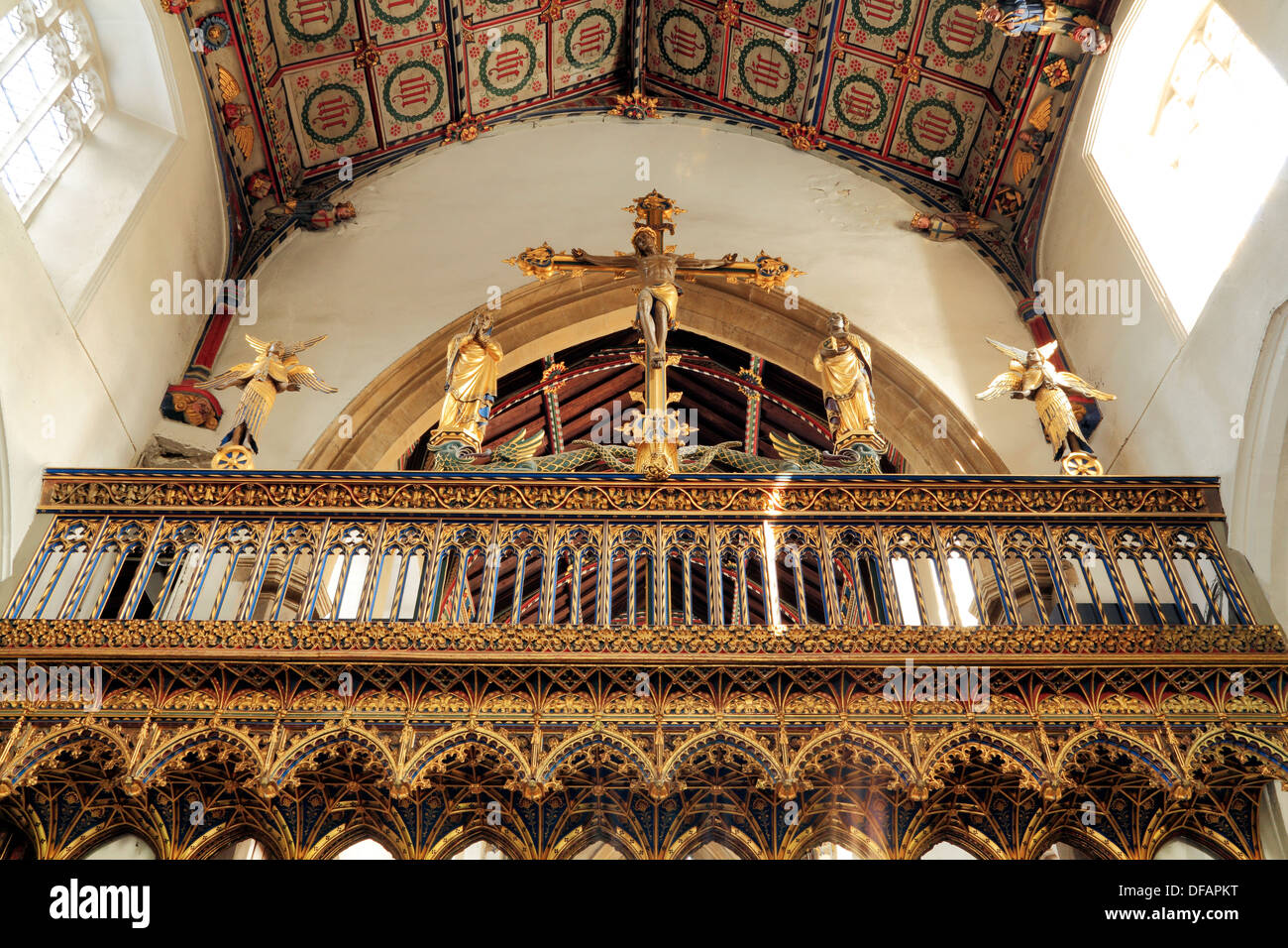 Eye, Suffolk. Jubé, Loft et chapelle, reconstruite par Sir Ninian Comper, 1925, Angleterre, Royaume-Uni Banque D'Images