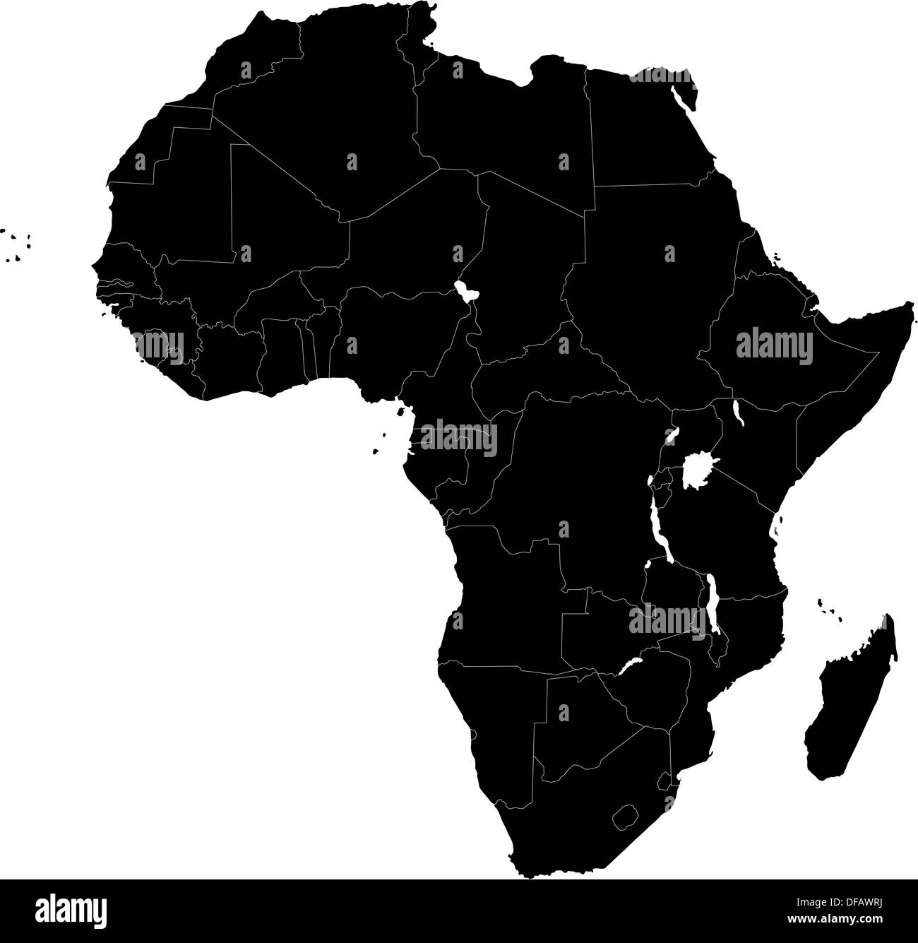 Carte de l'Afrique noire Banque D'Images