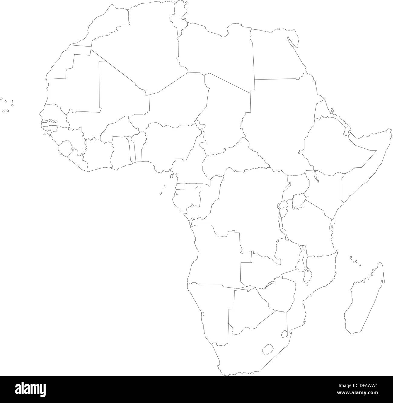 Contours de l'Afrique carte Banque D'Images