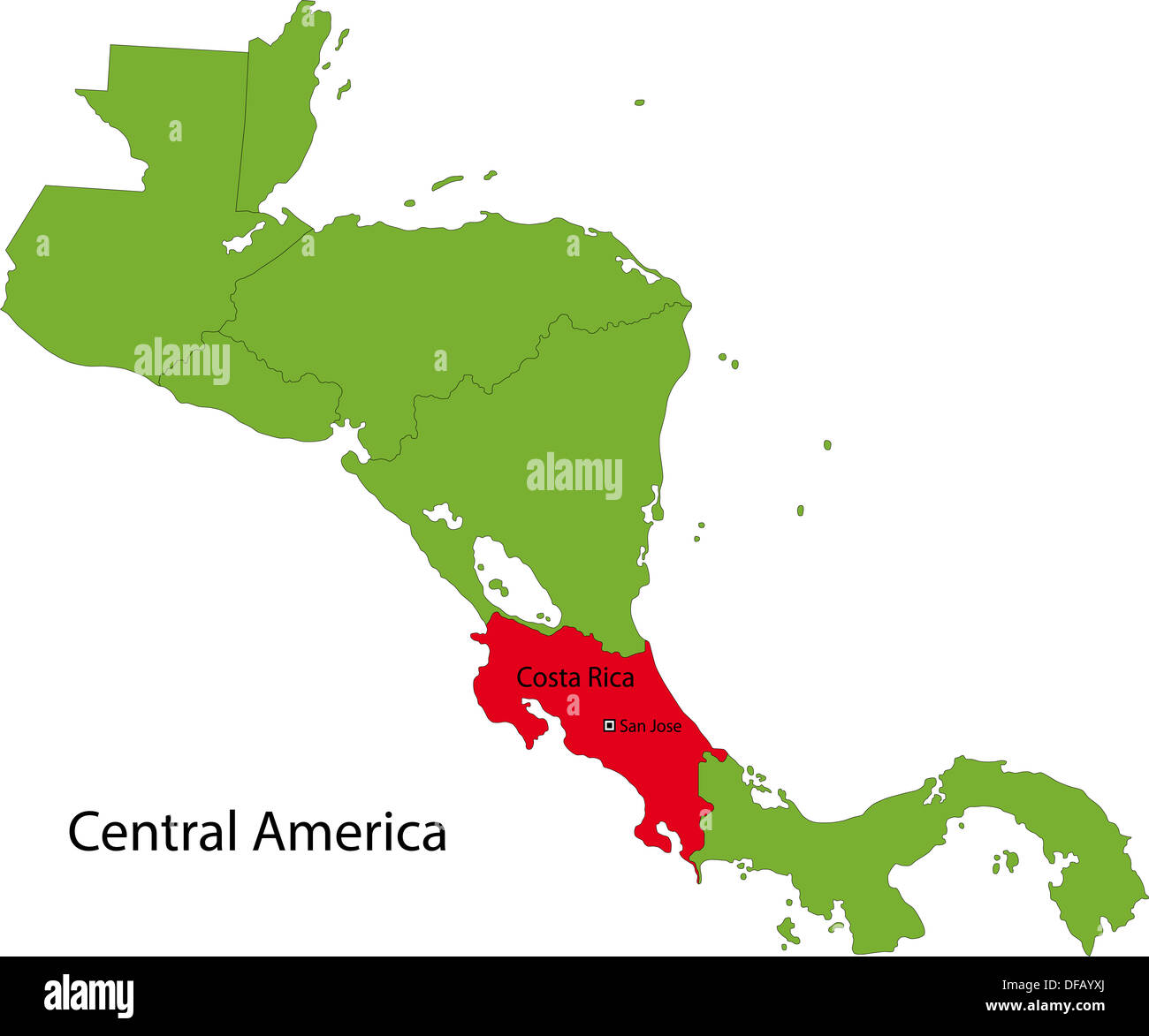 Carte de Costa Rica Banque D'Images