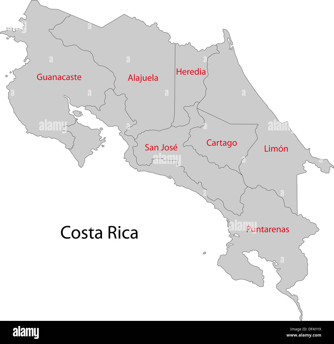 Gris Costa Rica map Banque D'Images