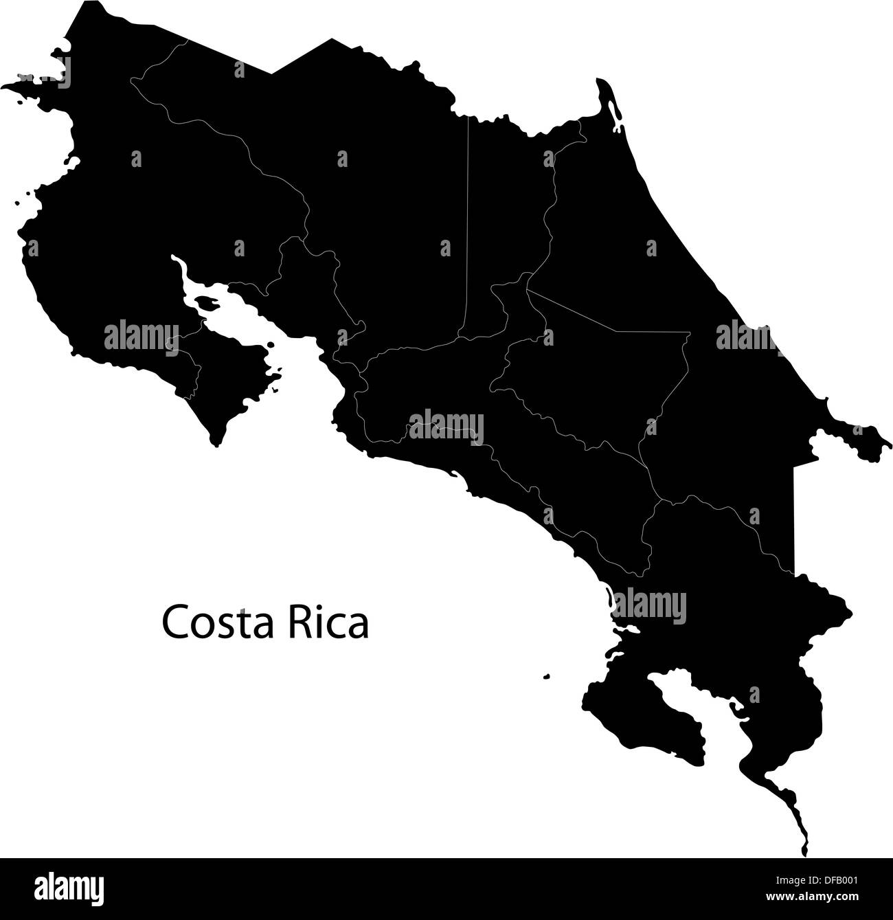 Carte Costa Rica noir Banque D'Images