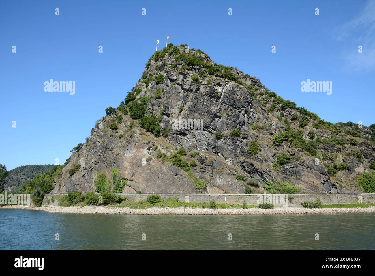 Le légendaire Loreley rocher au bord du Rhin. Banque D'Images