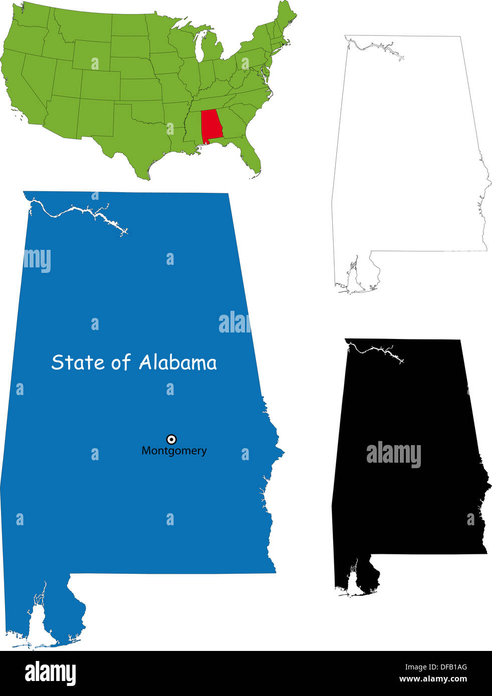 Carte de Alabama Banque D'Images