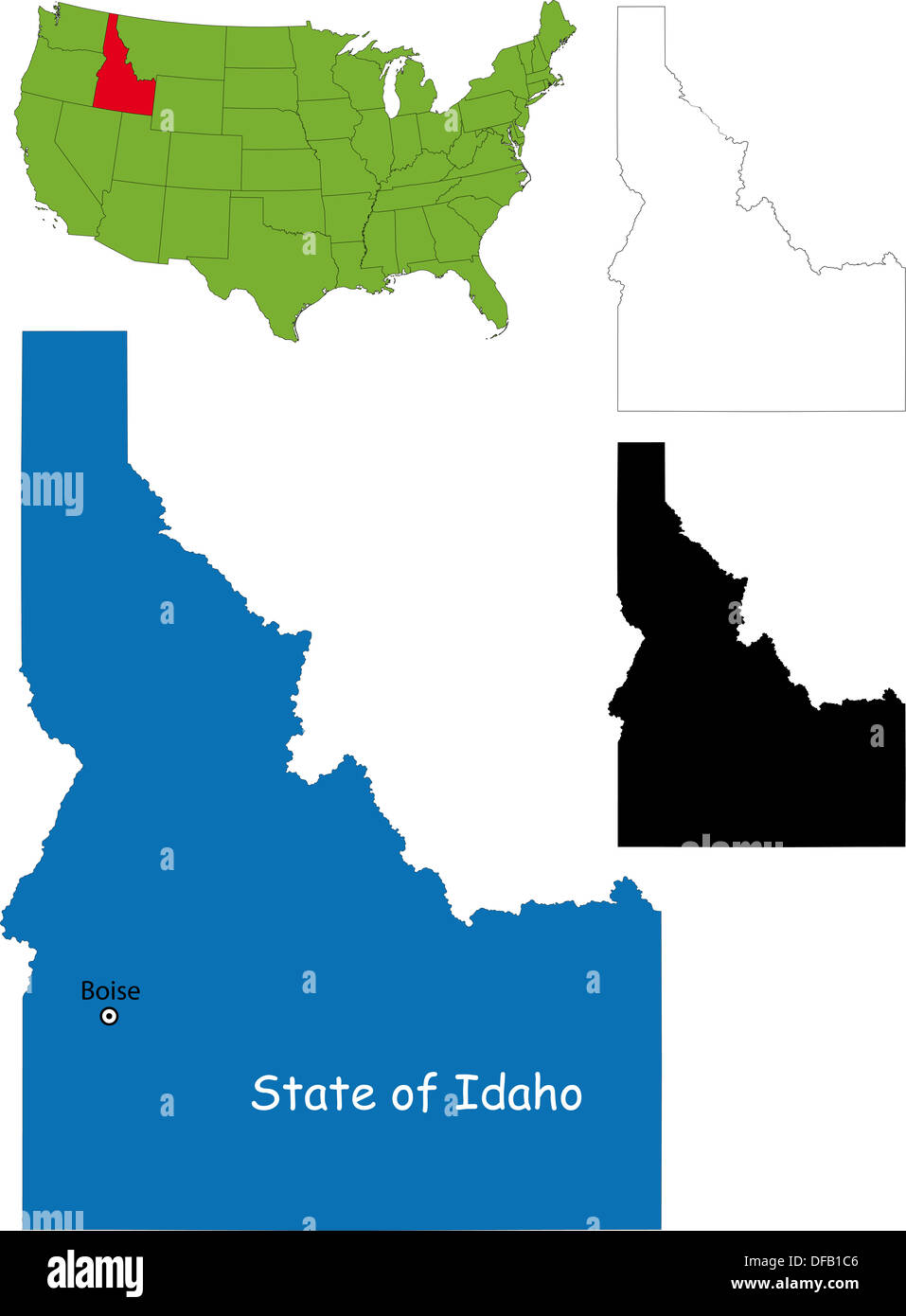 Carte de l’Idaho Banque D'Images