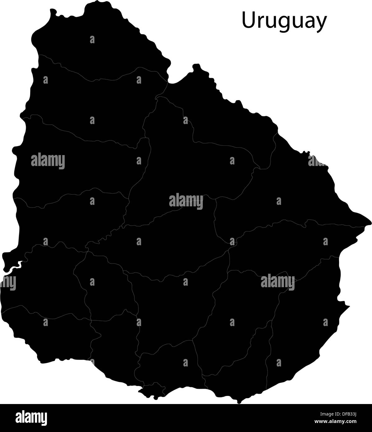Carte Uruguay noir Banque D'Images