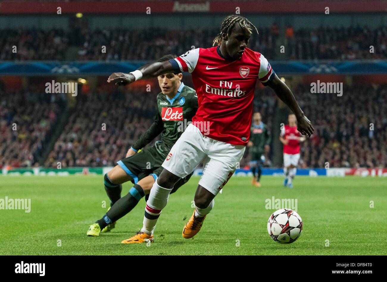 01.10.2013 Londres, Angleterre. Le défenseur d'Arsenal Bacary Sagna (3) au cours de la phase de groupes de la Ligue des Champions entre Arsenal et fixation de la SSC Napoli Emirates Stadium Banque D'Images