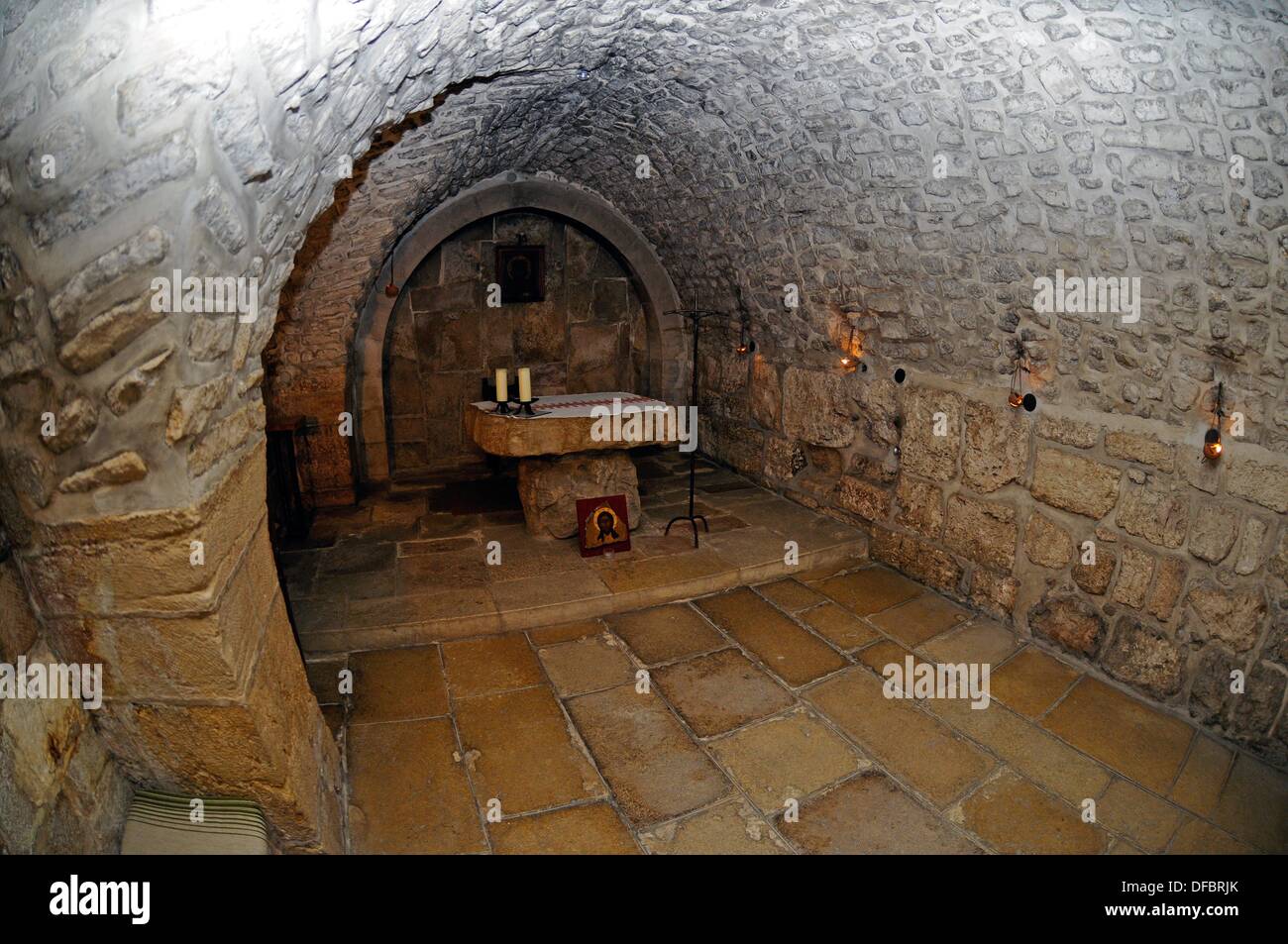 Vue de la chapelle à la sixième station de la Via Dolorosa, où l'événement biblique est commémoré, dans laquelle Veronica a remis Jésus une sueur pour nettoyer son visage, à Jérusalem, Israël, 12 septembre 2913. La sueur était soi-disant en tissu imprimé avec des traits du visage de Jésus. La Via Dolorosa (voie douloureuse) est une rue de la vieille ville de Jérusalem nommé d'après le chemin Jésus de Nazareth marchait vers sa crucification. Jésus a porté la croix, sur laquelle il est décédé plus tard via cette route à partir de la forteresse Antonia, puis siège de Pilate, à Golgotha, le lieu où sa tombe est censé être situé. Au-dessus Banque D'Images
