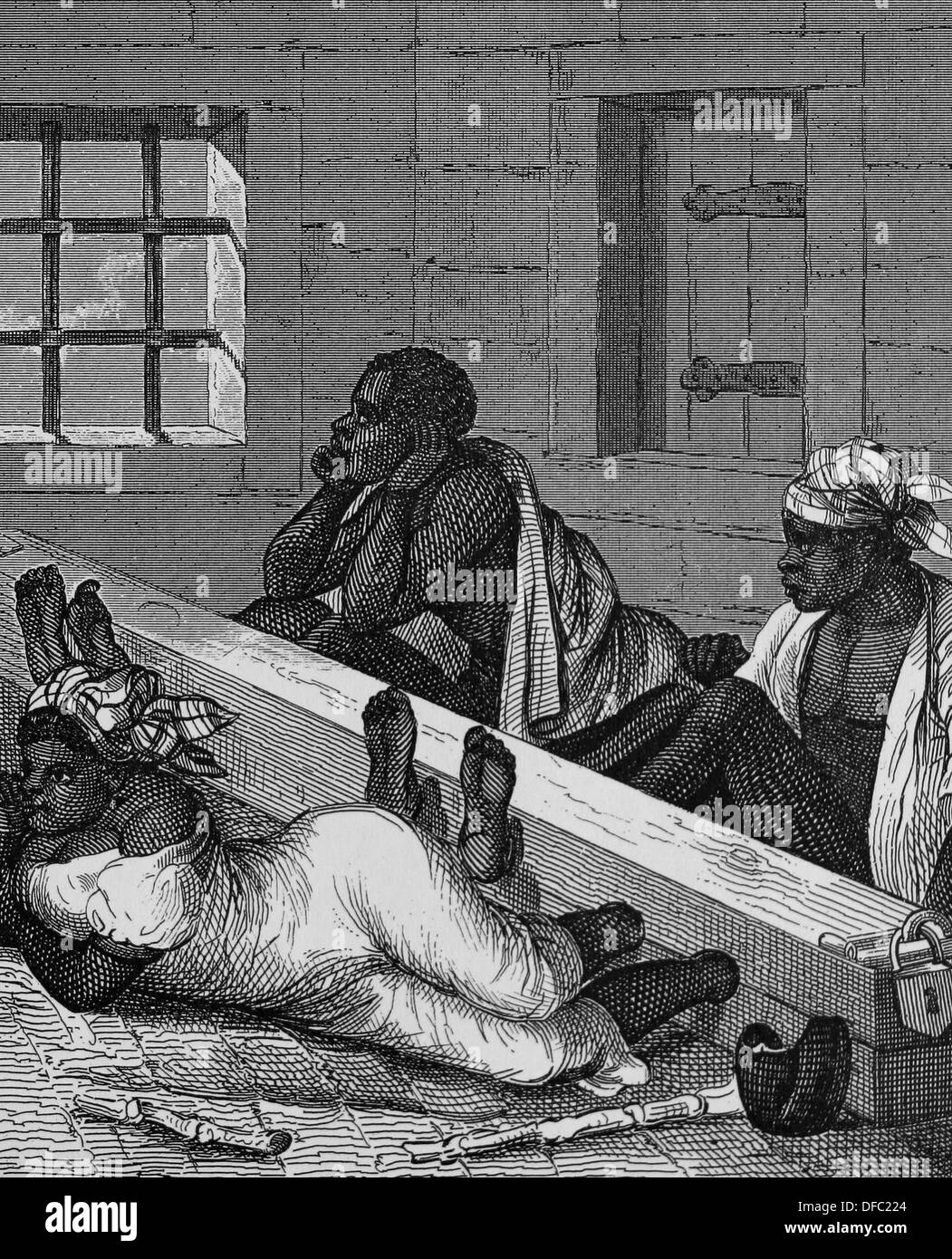 Des esclaves du Brésil. Esclaves noirs dans des actions au Brésil. La gravure. Banque D'Images