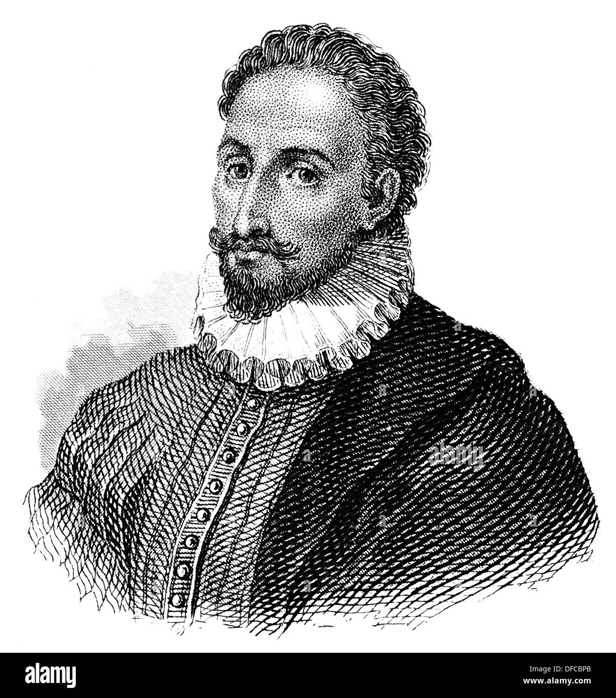 Portrait de Miguel de Cervantes Saavedra, 15471616, un écrivain