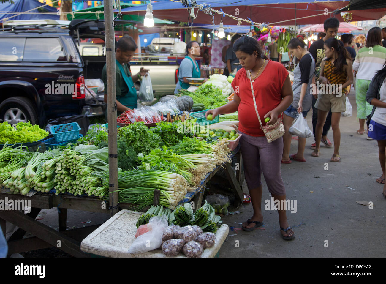 Un marché de produits frais, Thaïlande Banque D'Images