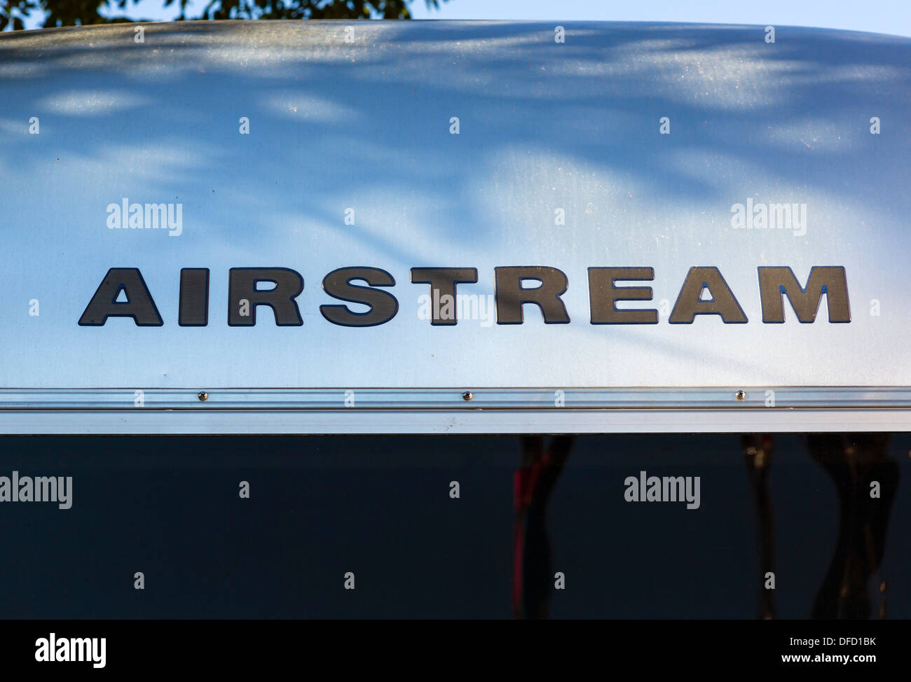 Logo sur une remorque Airstream, USA Banque D'Images