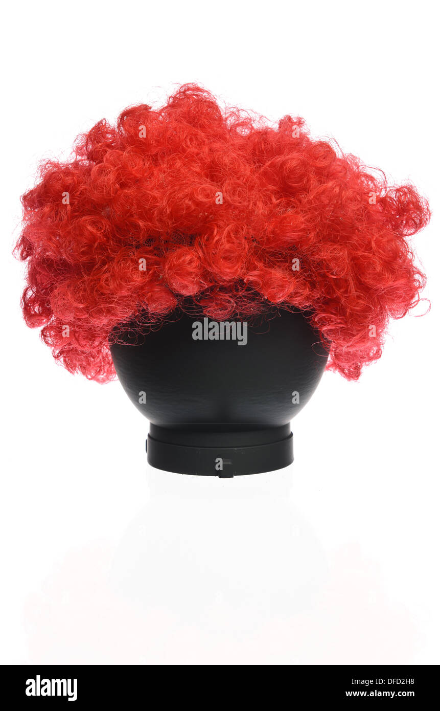 Clown perruque frisée rouge Banque D'Images