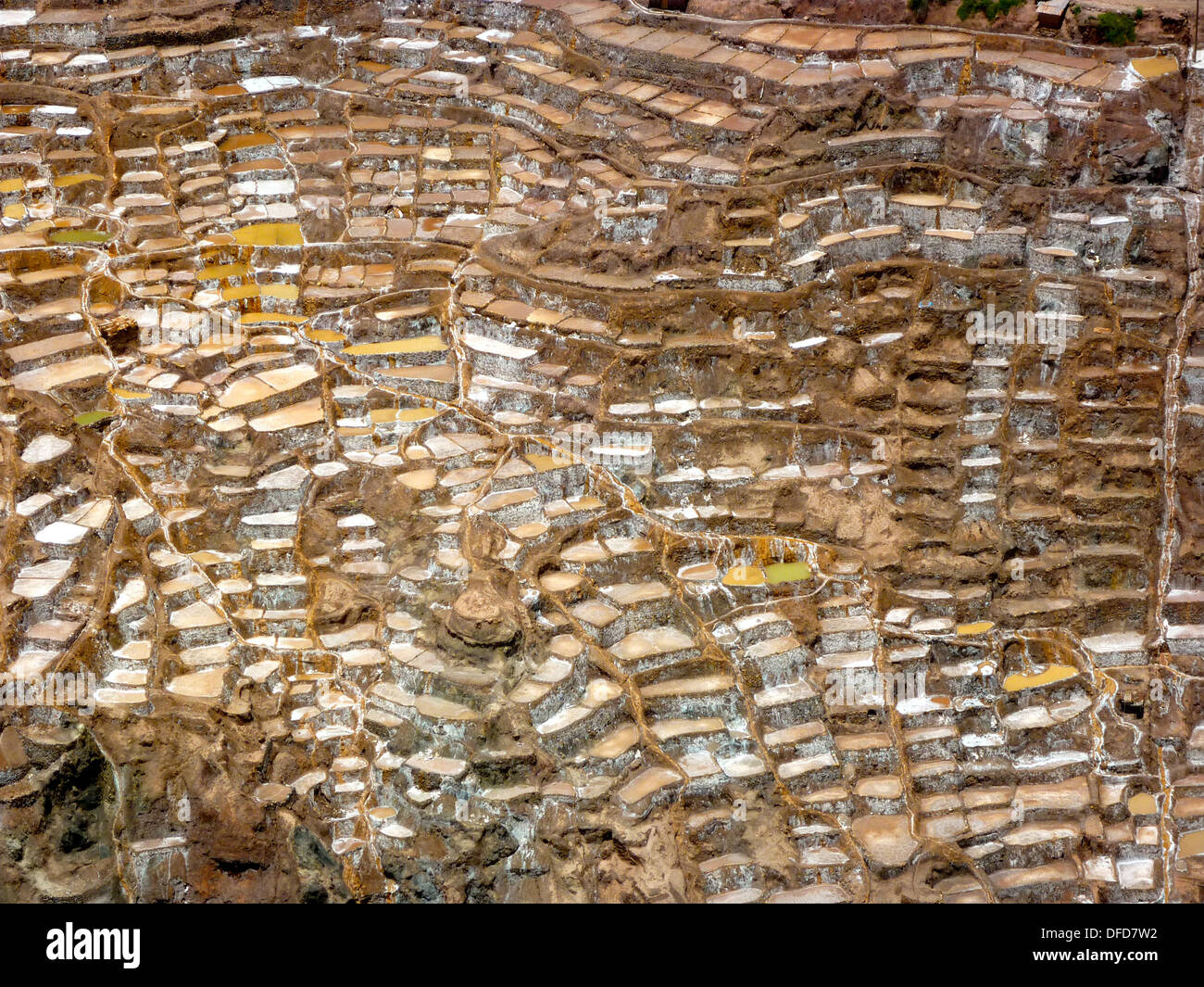Les salines de Maras, dans la Vallée Sacrée des Incas, près de Cuzco, Pérou Banque D'Images